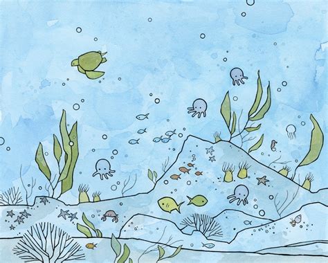 Underwater Scene Under The Sea Drawing Easy