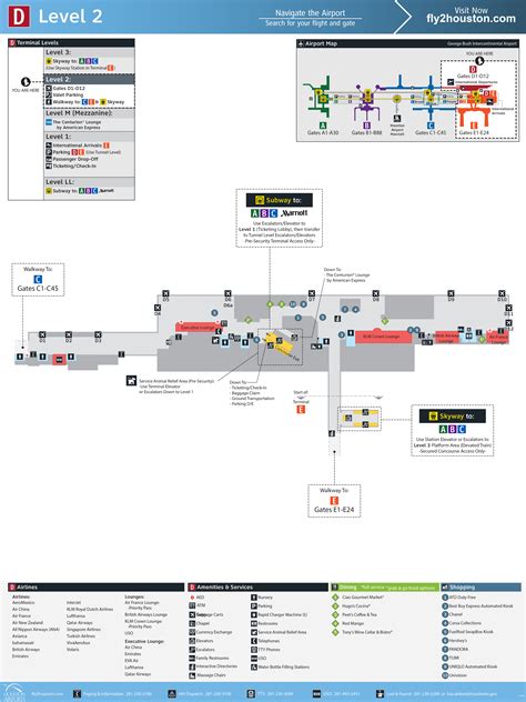 George Bush Intercontinental Airport Map (IAH) - Printable Terminal ...