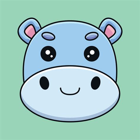 cute hippo head cartoon mascot doodle art hand drawn outline concept vector kawaii icon ...