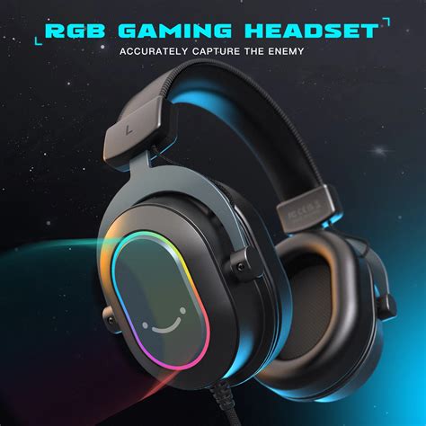 Fifine Dynamic RGB Gaming Headset with Mic Over-Ear Headphones 7.1 Sur ...