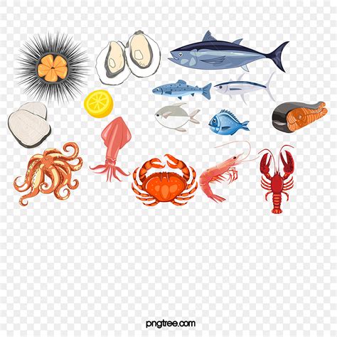 Cartoon Seafood PNG Transparent, Vector Cartoon Seafood, Cartoon ...