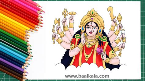 How To Draw Durga Maa Step By Step Easy - Durga Maa Drawing Draw Step Sketch Goddess Hinduism ...