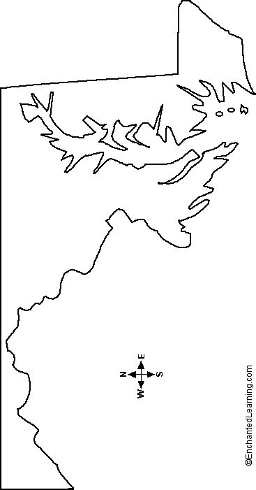 Outline Map Maryland - EnchantedLearning.com