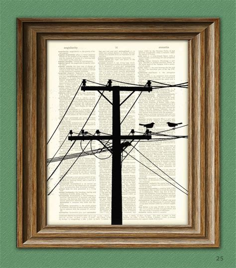 POWER LINES with BIRDS Electrical Tower Pole and Wires print | Etsy