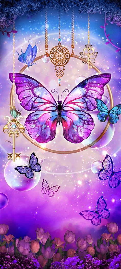 Butterfly Queen, jewelry, flowers, pastel, Pink, blue, light, Keys, luxury, purple HD phone ...