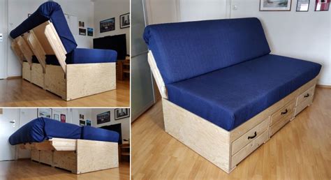 DIY Convertible Sofa Bed with Storage