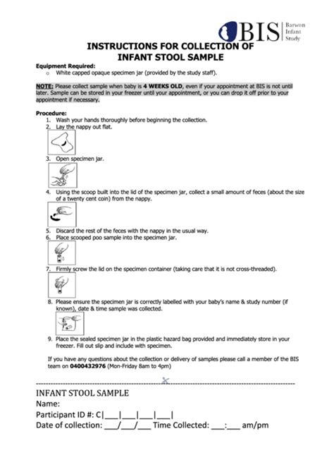 Instructions For Collection Of Infant Stool Sample printable pdf download