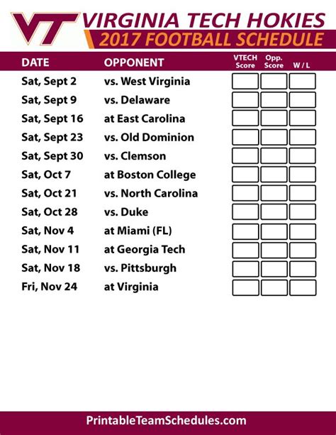 Investment Banking Sales: Virginia Tech College Football Schedule