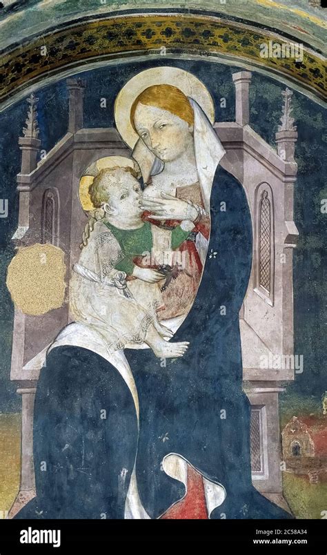 Italy Piedmont Manta di Saluzzo - Castle - Madonna of Milk Fresco Stock ...