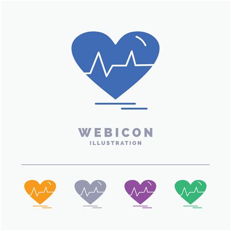 ecg. heart. heartbeat. pulse. beat 5 Color Glyph Web Icon Template ...