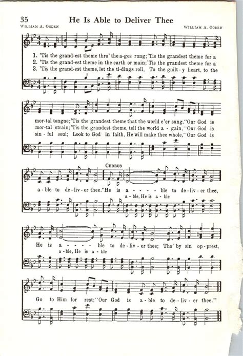 He is Able to Deliver Thee Digital Hymn Sheet Music Key of B Flat - Etsy