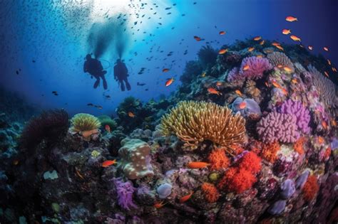 Premium AI Image | Scuba diving on a beautiful colorful tropical coral reef