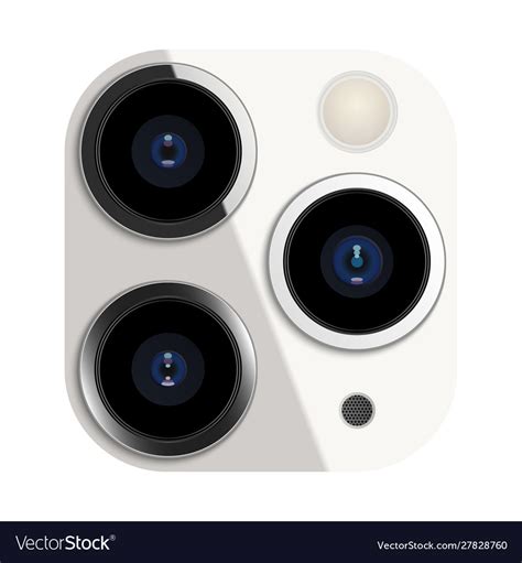 Realistic camera lens on smartphone Royalty Free Vector