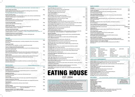 Menu at Eating House restaurant, Rowville, 17/1100 Wellington Rd