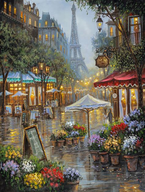 Paris Flower Market by Robert Finale | Paris painting, Landscape ...