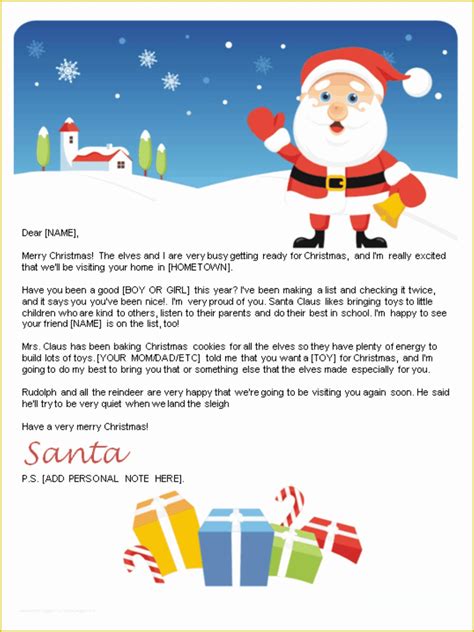 Free Printable Letter From Santa Word Template Of Letter From Santa Template ...