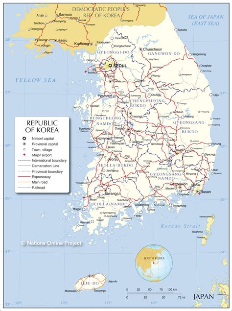 Administrative Map of South Korea - Nations Online Project