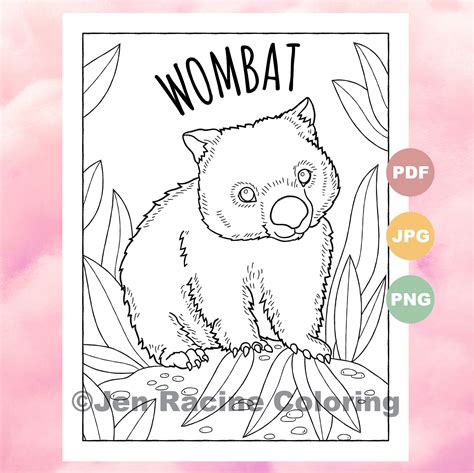 Wombat Uncommonly Cute Animal Coloring Page - Etsy España