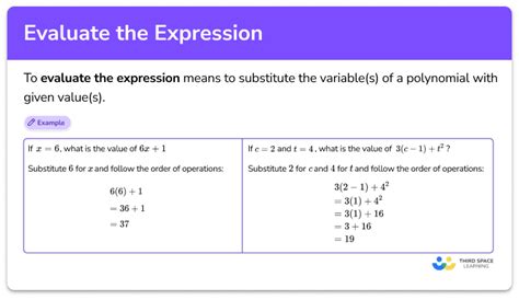 Evaluate The Expression - Steps, Examples & Questions