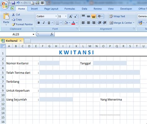 Template Kwitansi Excel – denah