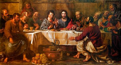 The Supper Of Jesus With The Two Disciples In Emmaus Lithography Stock ...