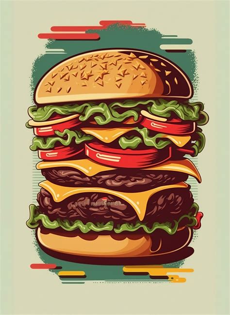 Vintage retro poster from 50s, 60s. Fast food, burger, cheeseburger delivery. Grunge poster ...