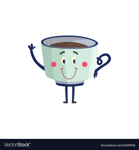 Cup of black coffee or tea cartoon character Vector Image