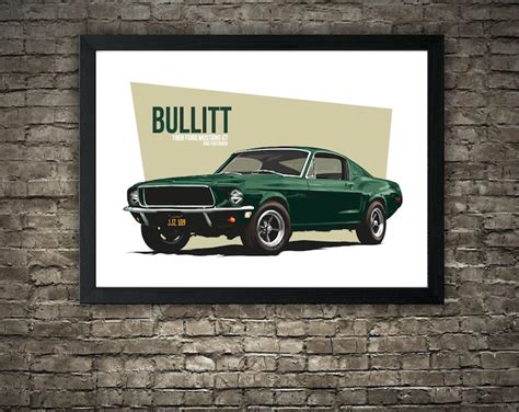 BULLITT MUSTANG Bullitt Ford Mustang Film Car Poster - Etsy