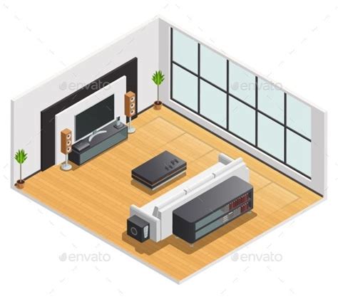 Living Room Interior Isometric View Poster | Interior design skizzen ...