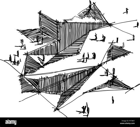 hand drawn architectural sketch of a modern abstract architecture Stock Vector Image & Art - Alamy