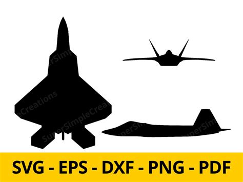 F-22 Raptor Silhouette Clipart Warbird Svg Fighter Plane Svg Plane Digital Download T-shirt ...