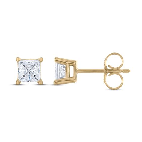 Diamond Solitaire Stud Earrings 1-1/2 ct tw Princess 14K Yellow Gold (I1/I) | Jared