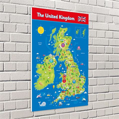 UK Map with Landmarks - Geography Sign for Schools