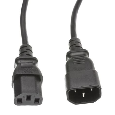 Computer/Monitor Power Ext Cord, Black, C13 to C14, 10A, 12ft