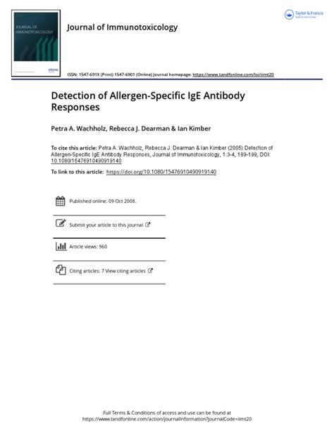 Detection of Allergen Specific IgE Antibody Responses | PDF | Allergy | Antibody