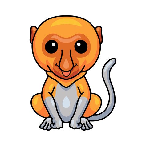 Cute Little Proboscis Monkey Cartoon Waving Hand Vect - vrogue.co