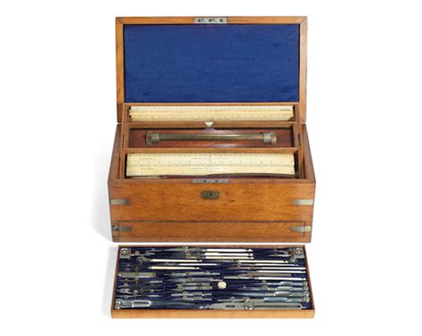 Bonhams : A large cased set of W.H. Harling presentation drawing instruments, English, circa 1897,