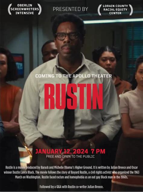 Oberlin Screenwriters Intensive Screening of "Rustin": January 12, 2024 ...