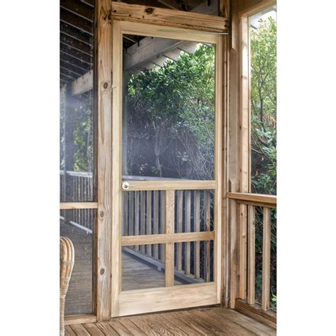 Screen Tight Natural Wood Hinged Cross Bar Screen Door (Common: 32-in x ...