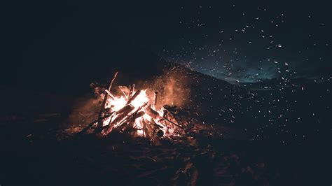 Wallpaper Bonfire, Camping, Night, Beach - XFXWallpapers