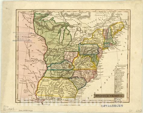 Map : United States 1823, States of America, Antique Vintage Reproduct – Historic Pictoric