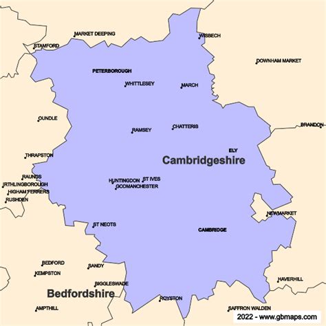 Cambridgeshire County Boundaries Map