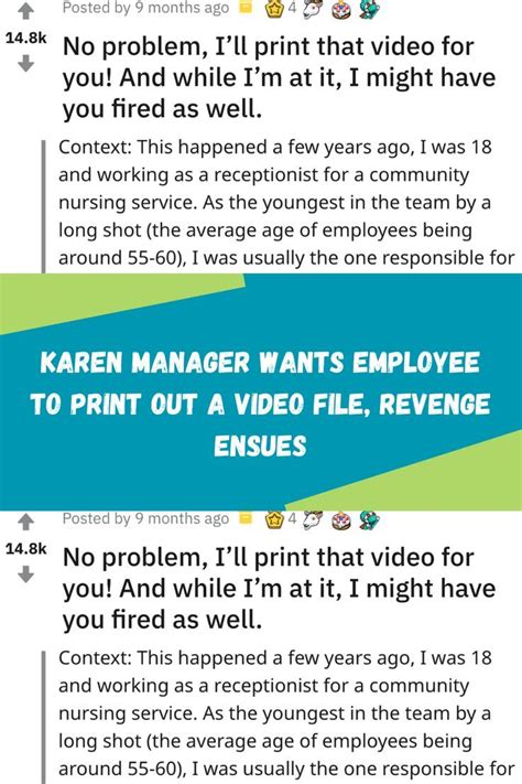 Karen manager wants employee to print out a video file revenge ensues ...