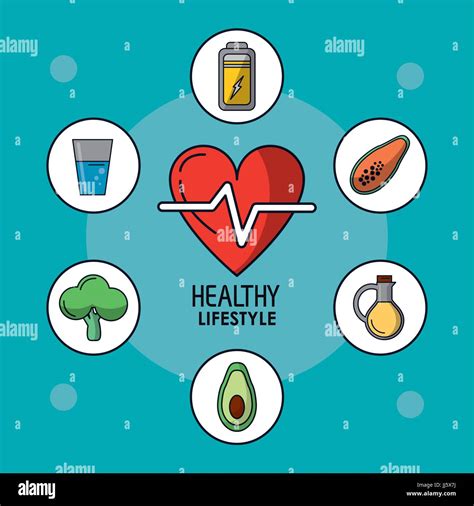 blue poster of healthy lifestyle with heart pulse and healthy icons around Stock Vector Image ...