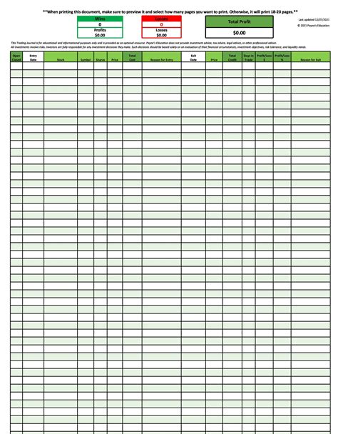 40 Free Trading Journal Templates (Excel / PDF) - TemplateArchive