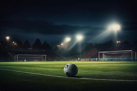 Premium AI Image | Soccer ball on the field at night