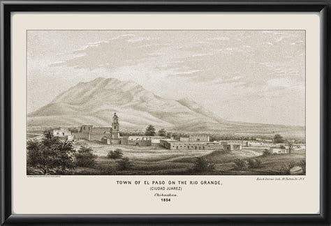 Ciudad Juarez, Mexico 1854 Restored Map | Vintage City Maps