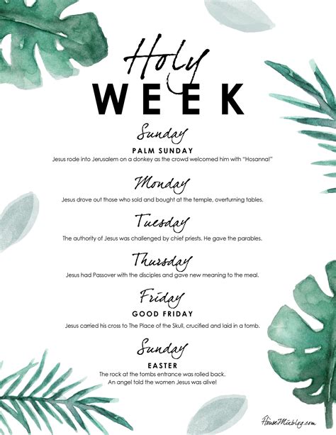 Holy Week activities for each day – printable – House Mix