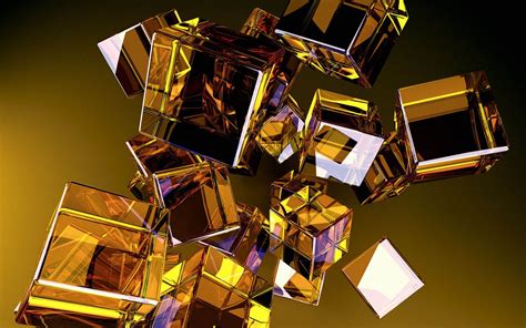 3D Gold Cubes Wallpaper | Stock Photos