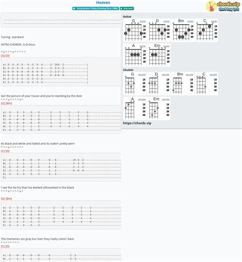 Chord: Heaven - tab, song lyric, sheet, guitar, ukulele | chords.vip